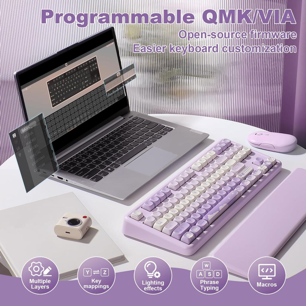 [YUNZII] B87 Purple Keyboard Milk Switch – keyboard
