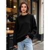 European and American Knitted Sweater Women's Loose Round Neck Solid Color Long Sleeve Thickened Large Size Autumn and Winter Casual Pullover