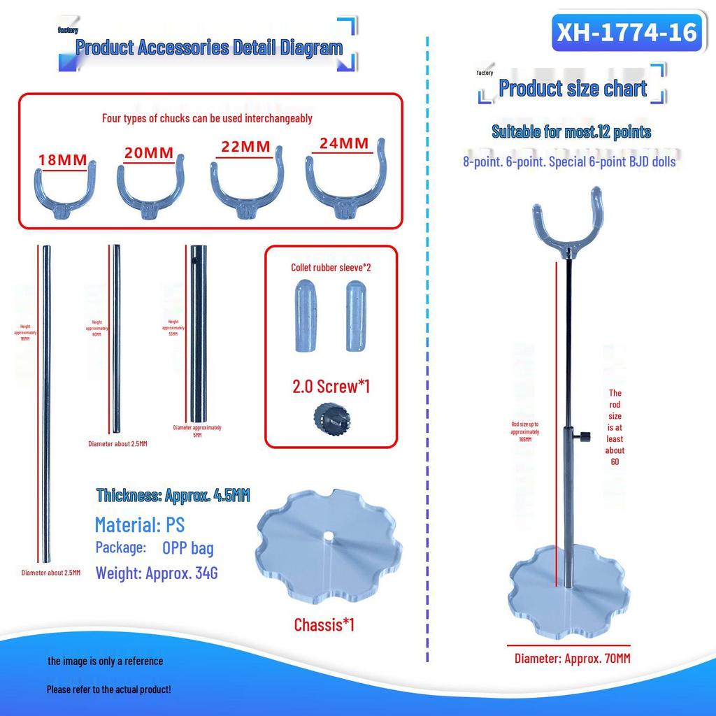 Transparent BJD Supermodel Doll Display Stand with Crotch Support