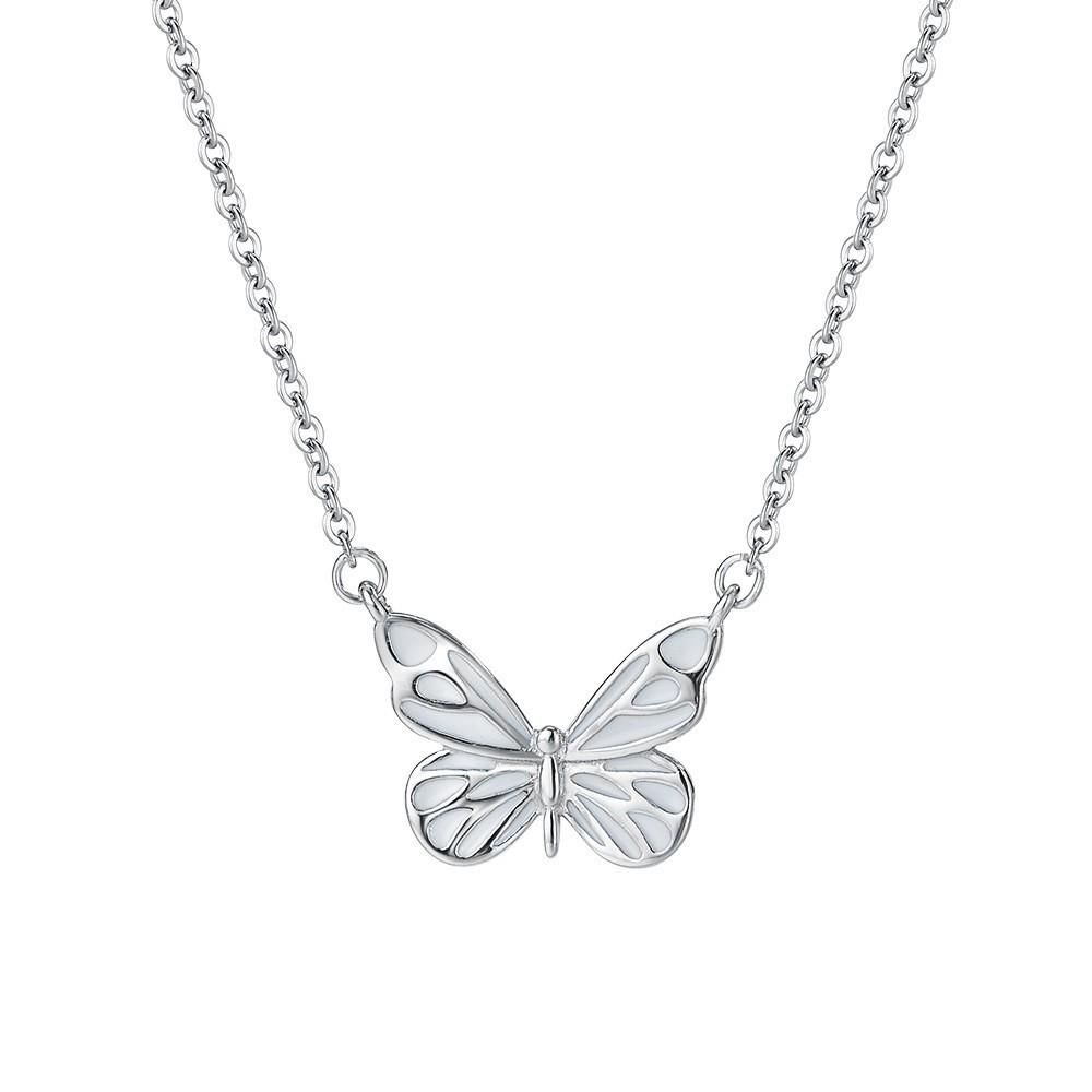 S925 Sterling Silver Butterfly Aurora Necklace - Luminous Forest Style Pendant with Clavicle Chain. S925 Sterling Silver