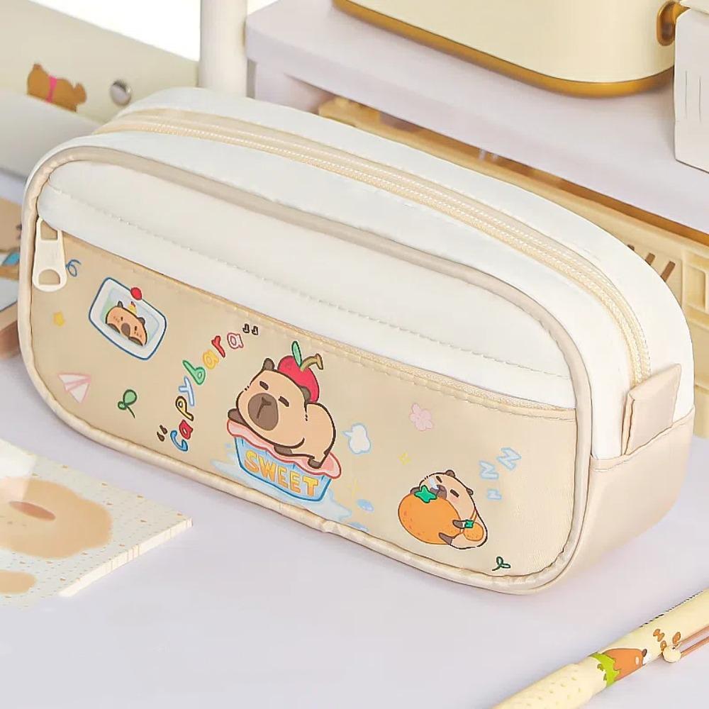 Large Capacity Capybara Stationery Bag Desktop Storage Cartoon Pencil Bag  Student