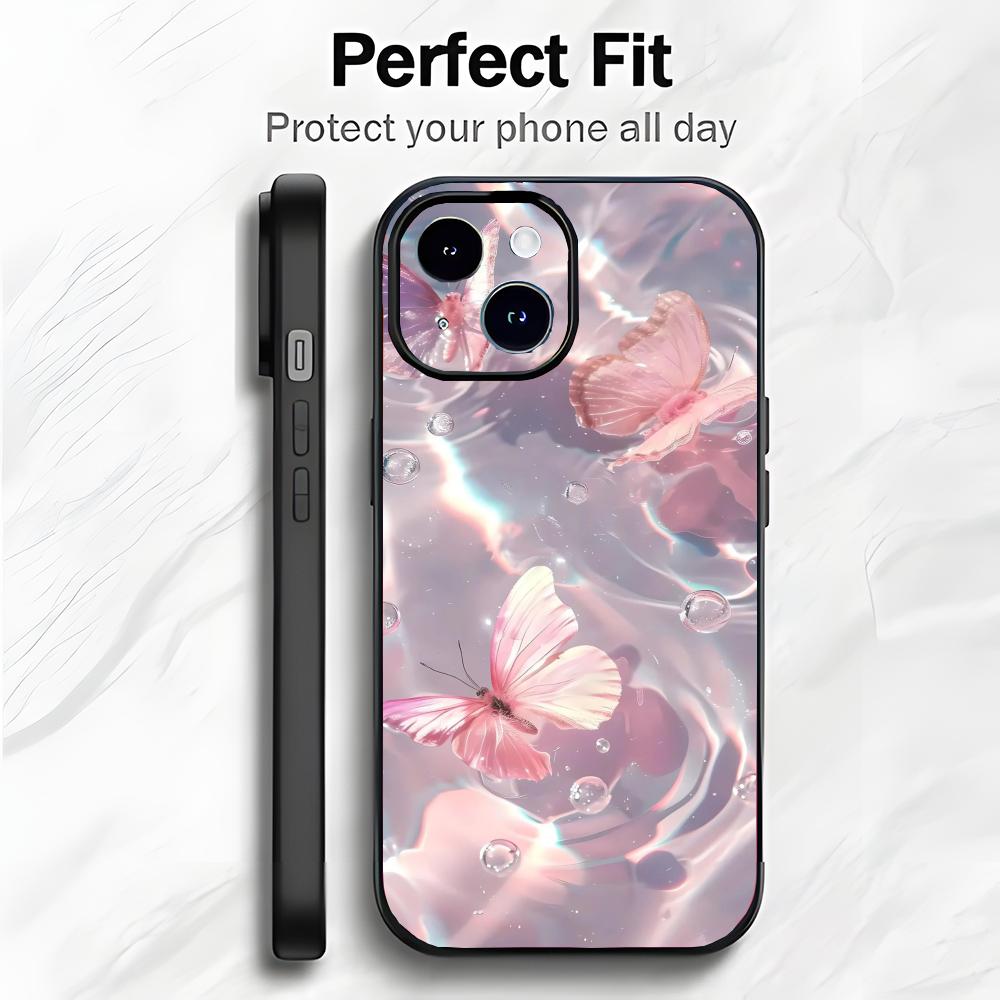 

Pink Cherries and Butterflies Art Phone Case Phone Case Soft Packaging Lightweight For iPhone17 16 15 14 13ProMax iphone17air