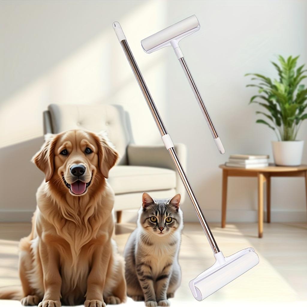 4pcs/set (3 Rolls of Paper+1 Mop Long Handled Hair Remover, Retractable Hair Brush for Clothing, Household Floor Cleaning Tool for Cat Hair,