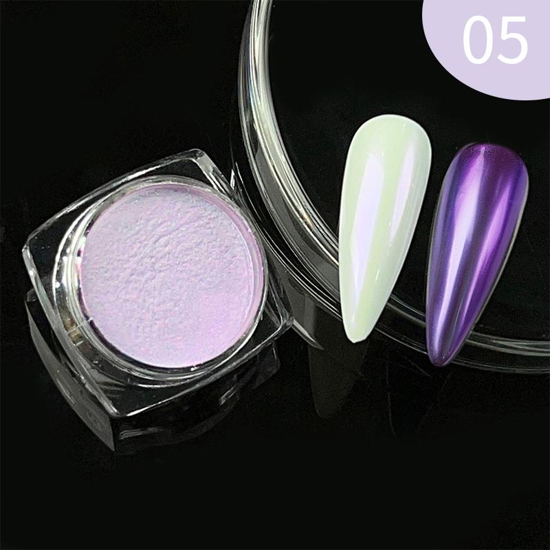 1Bottle White Chrome Pearl Nail Powder Shine Glitter Shell Auroras Nail Dust Mirror Effect Pigment Manicure Nail Art Decoration