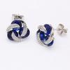 Color Bridal Jewelry Sets For Women Round Dark Blue Crystal Bracelet Stud Earrings Necklace Pendant Rings Free Gift Box