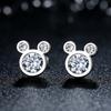 925 Silver Cute Dazzling Mouse Cartoon Stud Earrings For Women Girl Authentic Original Jewelry Gift