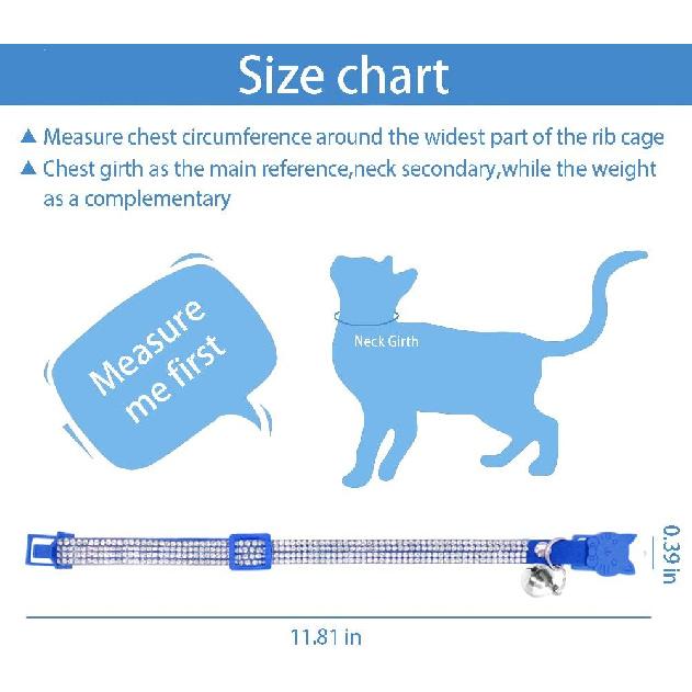 Cat Collar with Rhinestone Bling Cute Bells Leather Cat CollarsAccessories for Pet Collars Ldeal for Girl Cats Male Cats(Black)