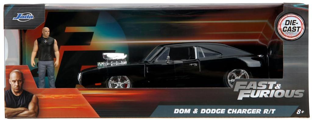 Jada Toys Fast & Furious Series 1/24 F&F Dodge Charger R/T Black with Dominic Figure (Finished)