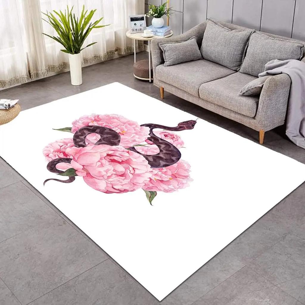 Snake Pattern Rugs Modern Animal Serpent Pattern Rugs Classic Gothic Rug Non Slip Washable Floor Carpet for Living Room Bedroom