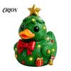 Micro Landscape Accessories Christmas Duck Figurine, Resin Sculpture for Holiday Home Decor, Cute Small Statues Desktop Ornaments with Festive