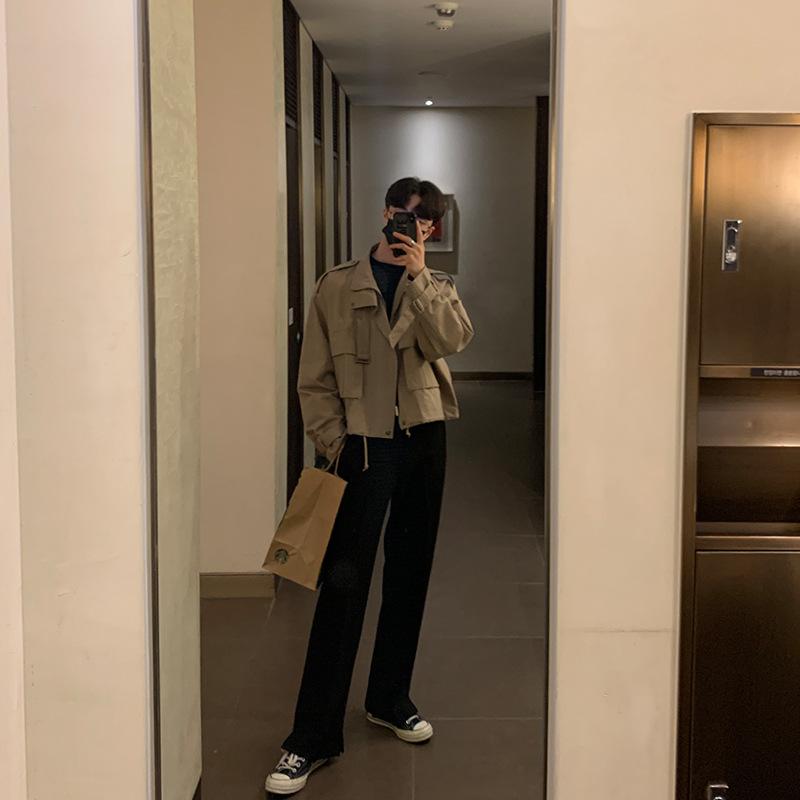 Men's Coat New Spring Korean Style Loose and Trendy Fake Two-piece Lapel Retro Work Jacket