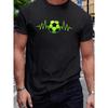 Men'S Heartbeat Soccer Pattern T-Shirt - Sports T-Shirt, Regular Fit Round Neck Casual , Vintage Soccer Shirt