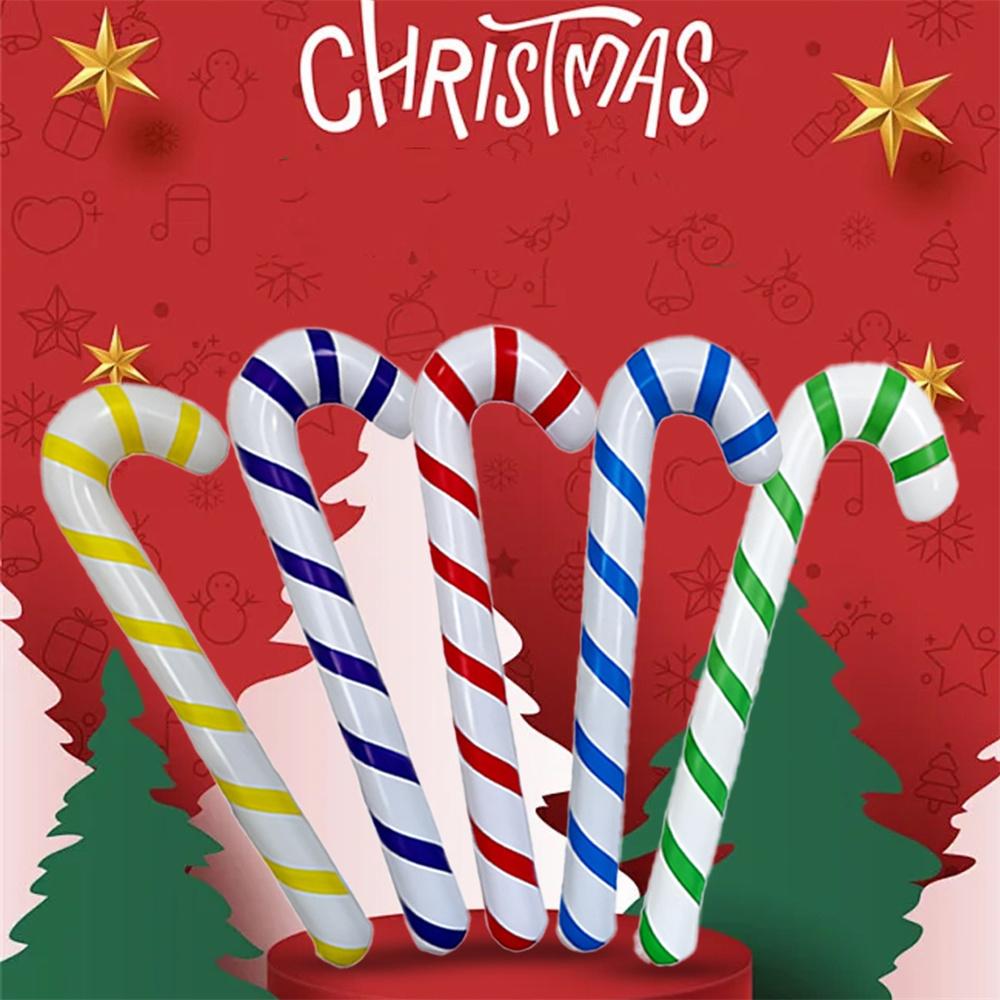 1 Stück PVC aufblasbarer Weihnachtsmann-Stock festlicher aufblasbarer Zuckerstangen-Dekoration bunter Weihnachtsanhänger Schmuck