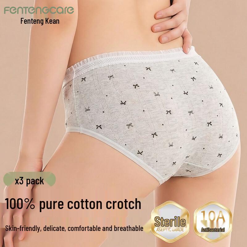 FENTENGCARE Women s Mid-Waist Antibacterial Cotton Briefs L