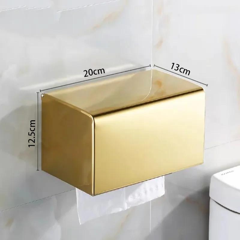Stainless Steel Tissue Holder Waterproof Non-punching Square Pumping Box Roll Box Toilet Paper Holder