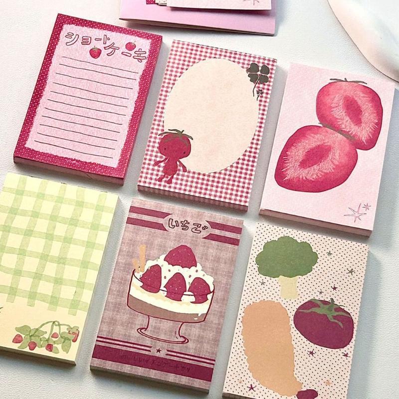 Cute Fruit Pattern Theme Design Reusable Stick Note Selves Adhesive Write Pad Removable for Journaling Office School