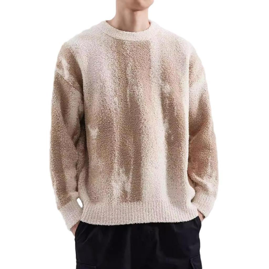 Men's Retro Tie-Dye Crew Neck Sweater - Autumn/Winter Cool Streetwear Trendy Loose Knitwear