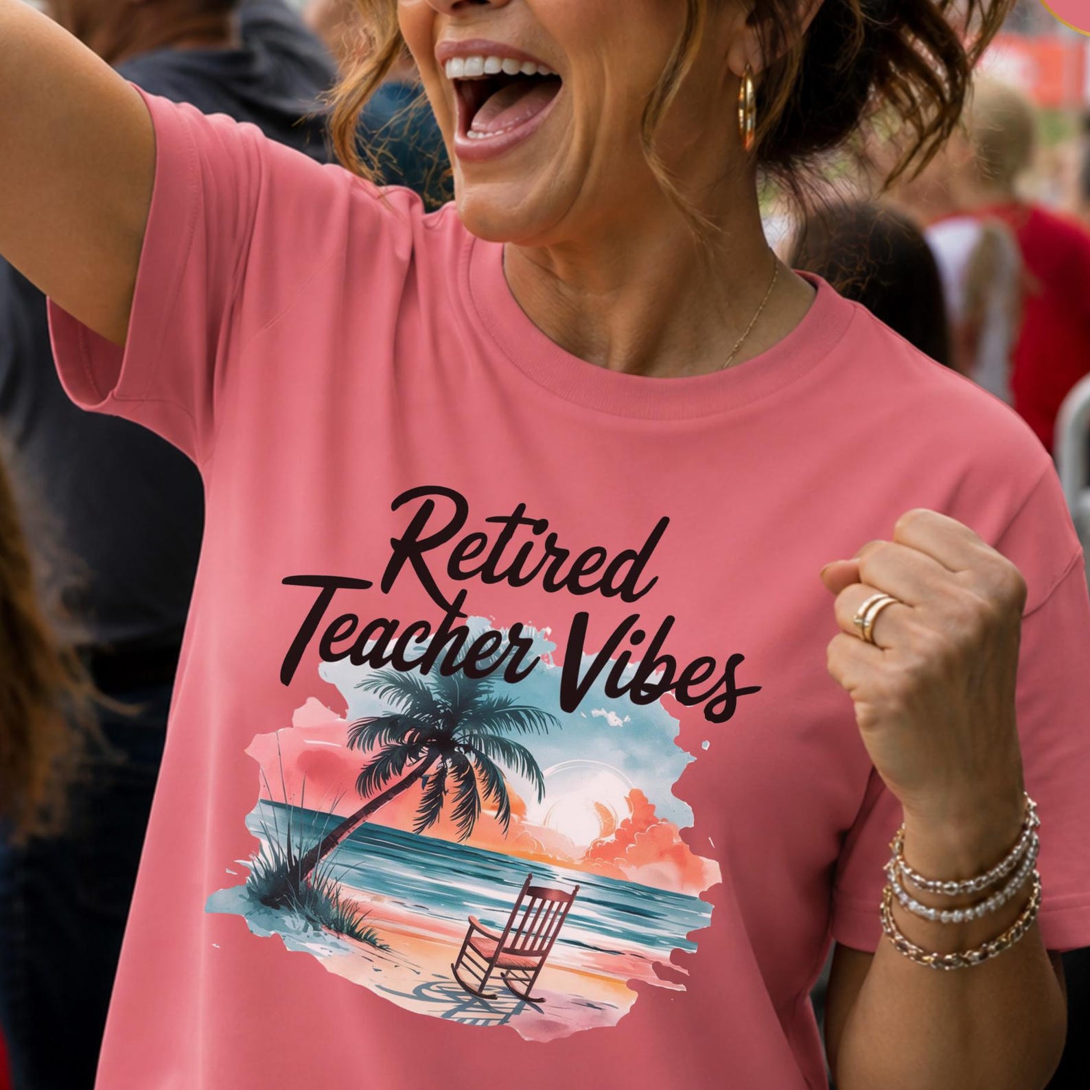 Retired Teacher Vibes Comfort Colors® T-shirt, Beach Sunset Graphic Tee, Retirement Gift, Unisex Garment-Dyed Shirt, Teacher Appreciation 4XL