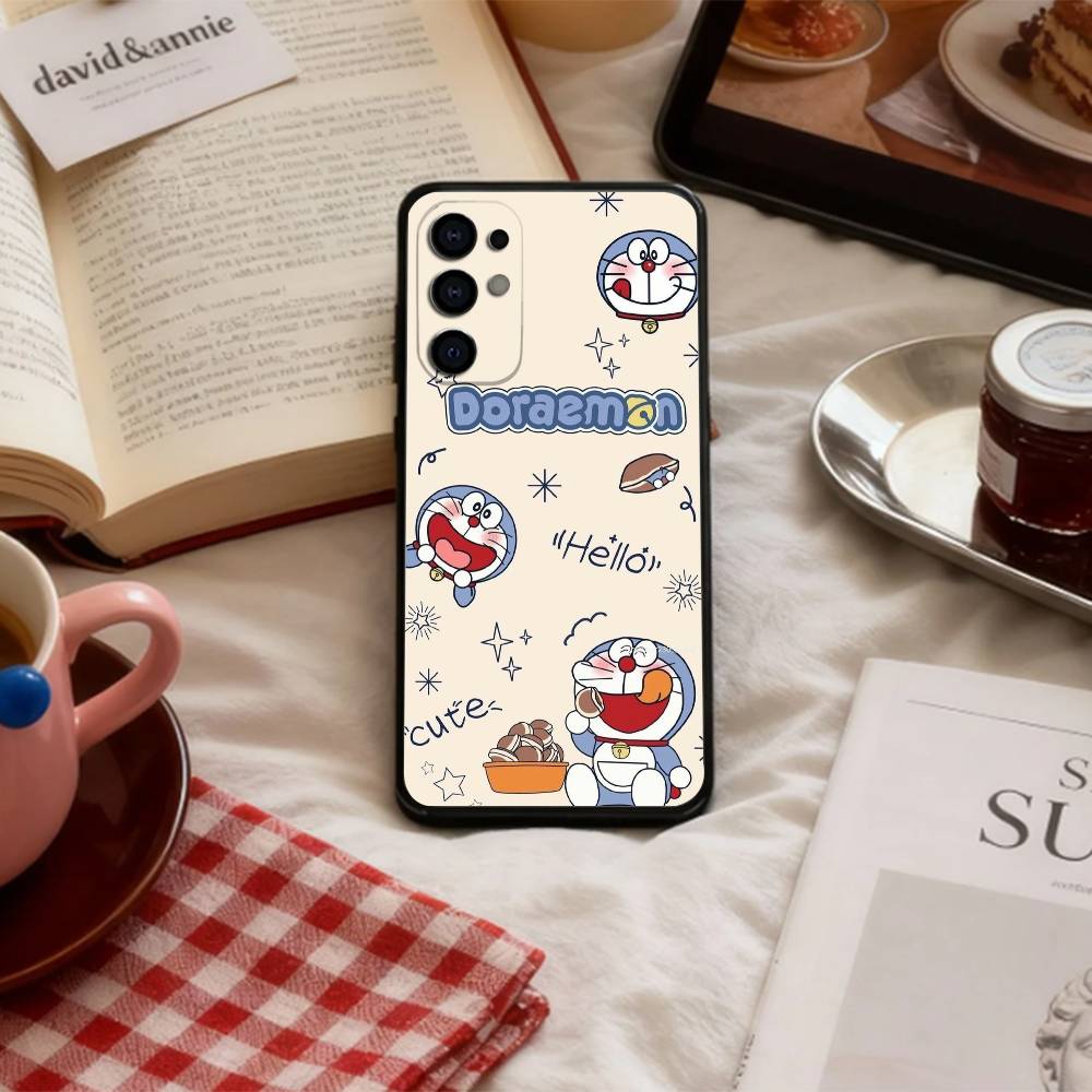Cute Fat D-Doraemon Blue white Phone Case For Samsung S 25,24,23,22,30,21,10,9,Ultra,Plus,Lite,FE,4,5 G Soft Black Case