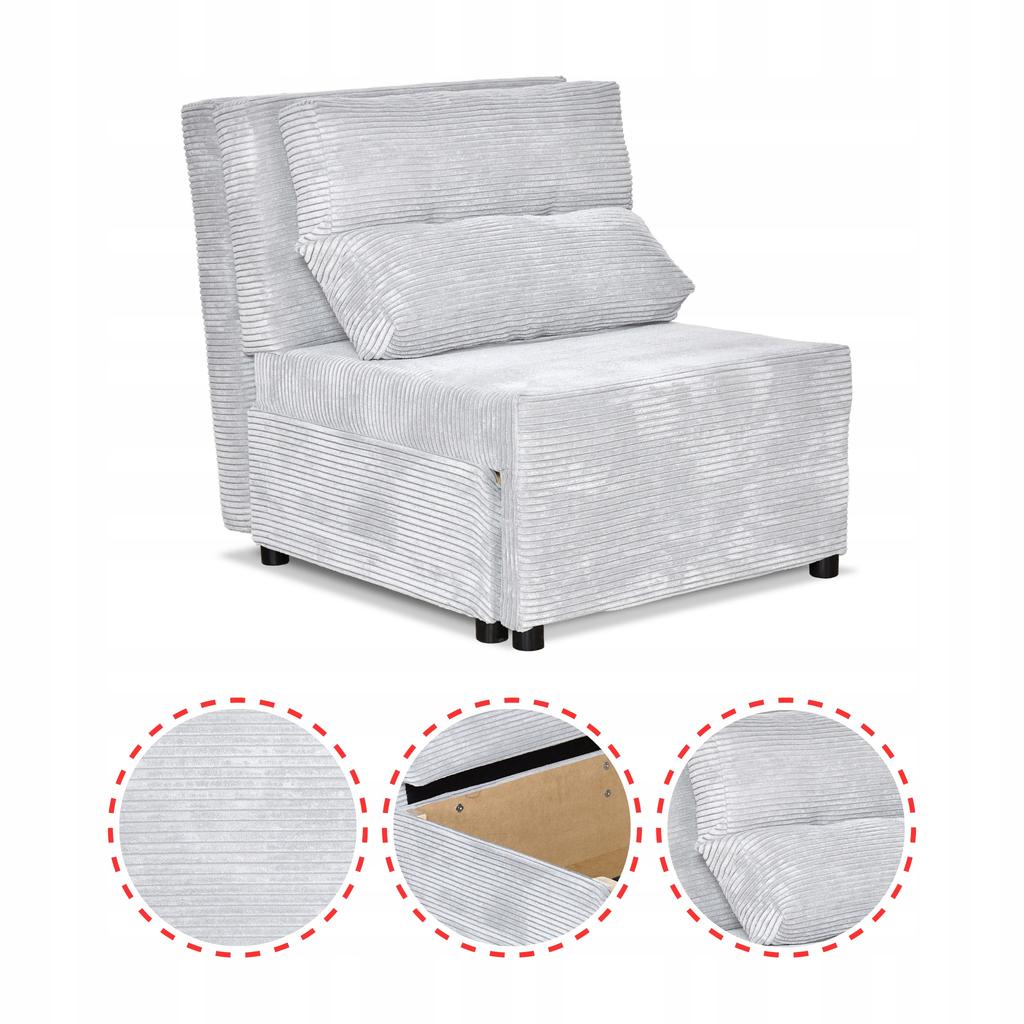 Fold-out Armchair Sleeping Function KIMO Bedding Container Family Furniture Grey