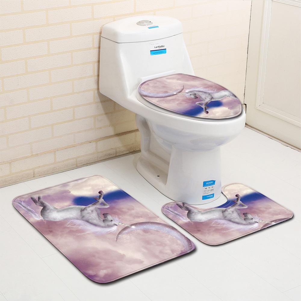 Wood Grain Board Texture Toilet Carpet Set Bathroom Non-Slip Floor Mat Doormat