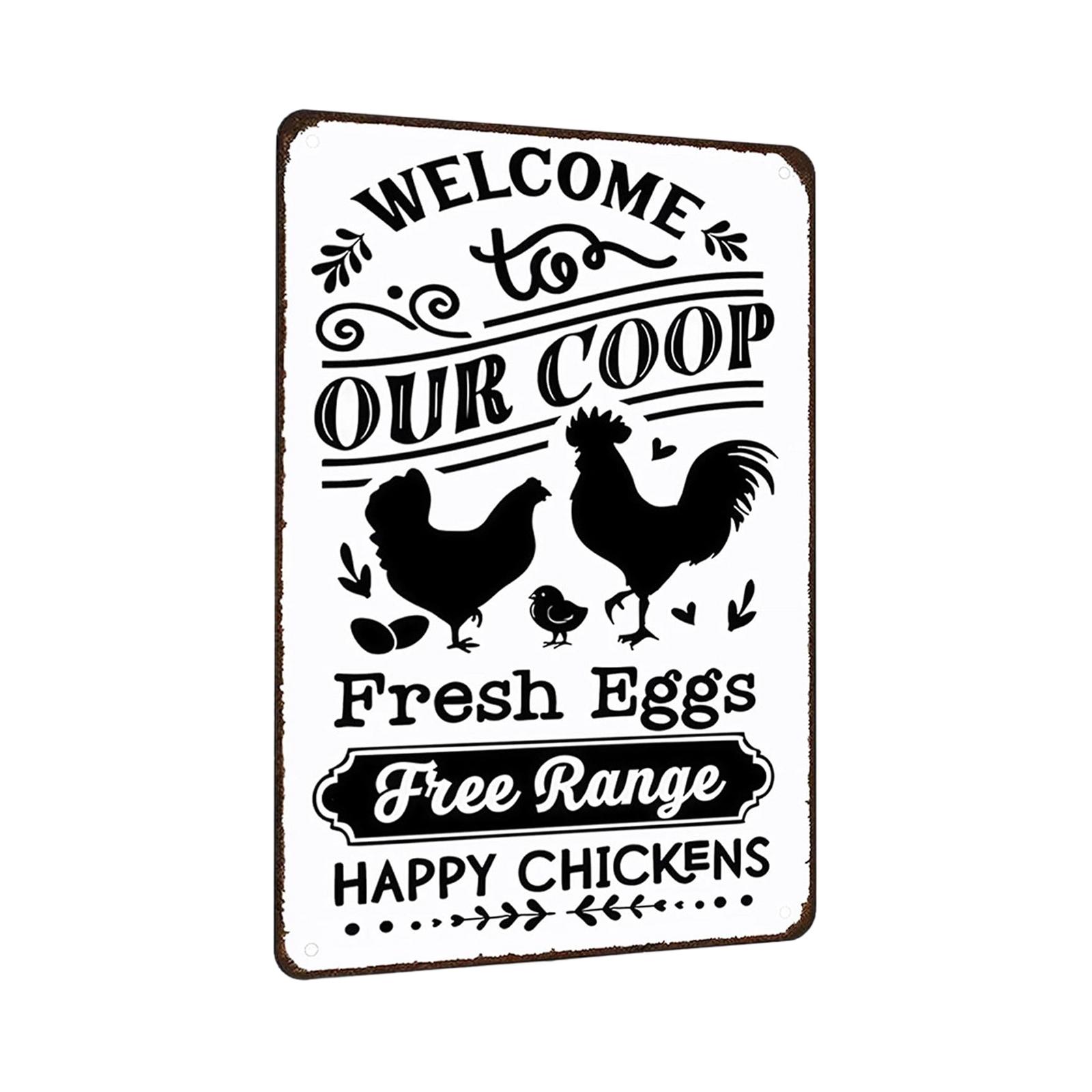 

Vintage American Metal Tin Sign - Fun Chicken Coop Decor For Backyard Farm & Garden One Size