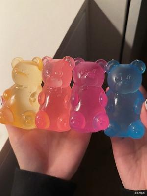 Kleurrijke Gummy Bear Fudge Knijpspeeltje Jelly Bean Gummy Snoep Fidget Hand Ontspanningsspeeltje Anti-Stress Verlichting Voor Alle Leeftijden