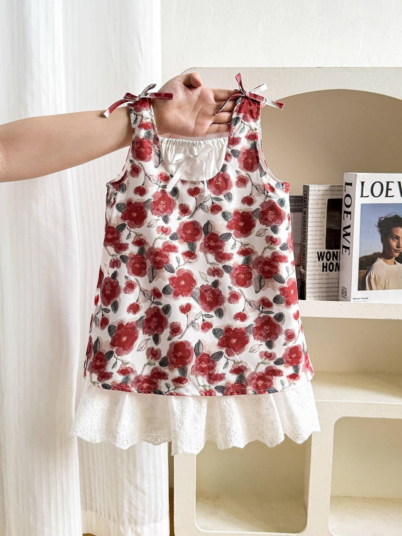 Girls Summer Lightweight Rose Floral Dress with Patchwork Country 90