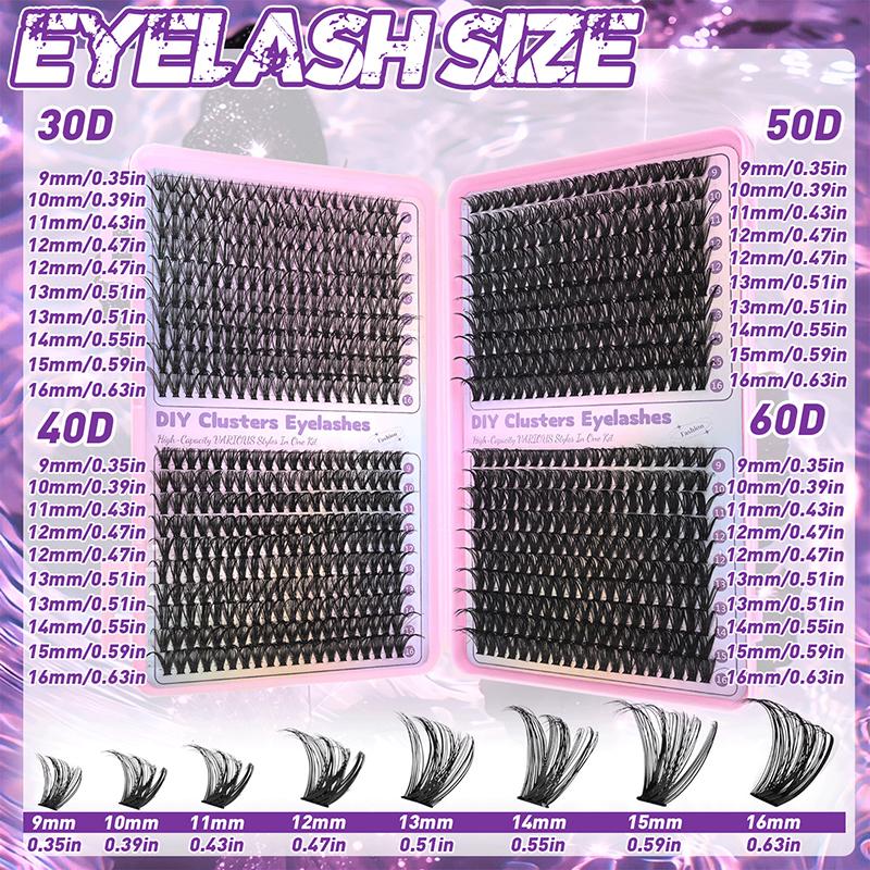 Lashes Cluster Diy Lash Extension Mixed Tray Clusters Eyelashes Fluffy Individual Lashes With Lash Bond And Seal And Tweezers