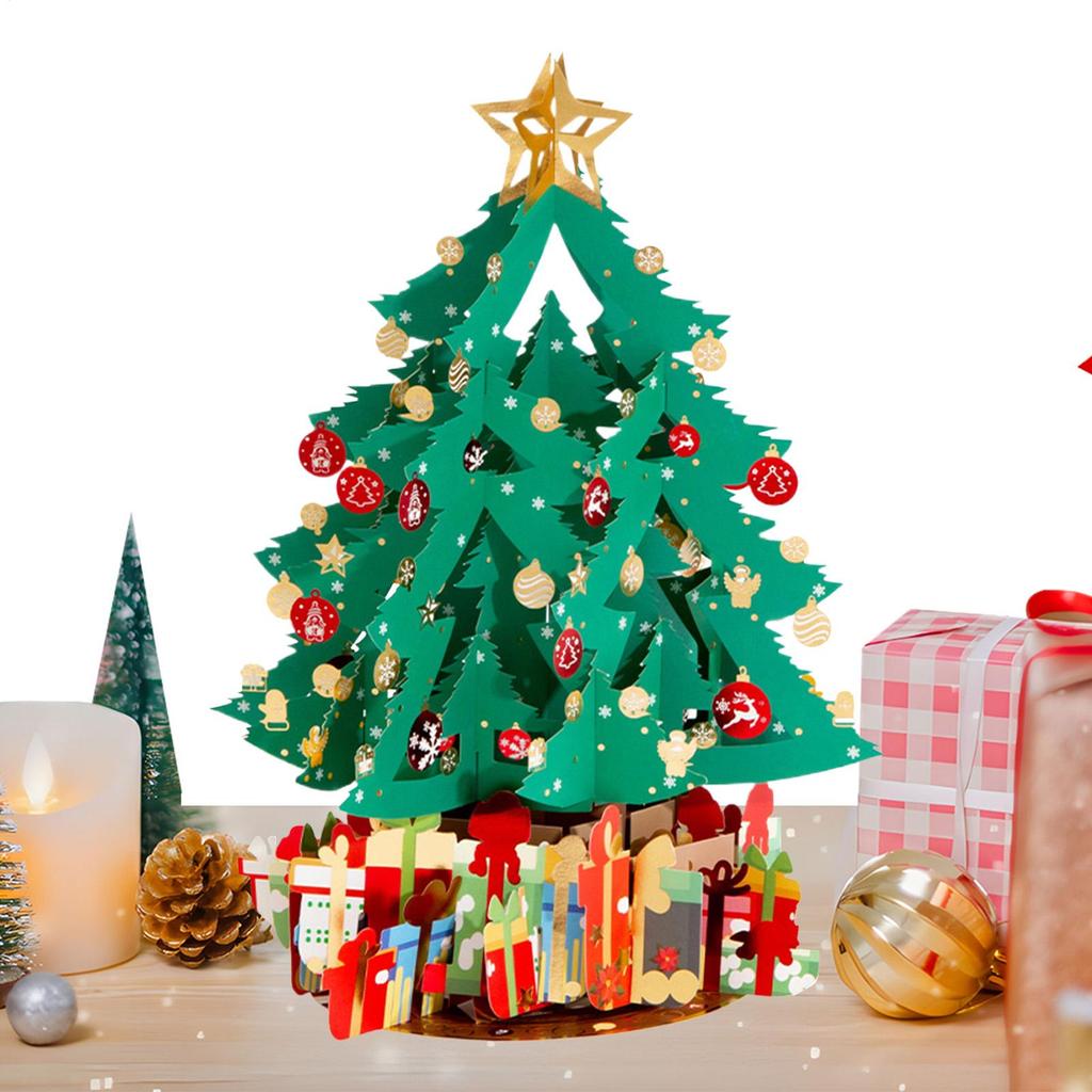 Weihnachten 3D Pop-up Grußkarte Weihnachtsbaum Display Papierkarte Weihnachten Neujahr Feiertagsgrüße Geschenk für Kinder