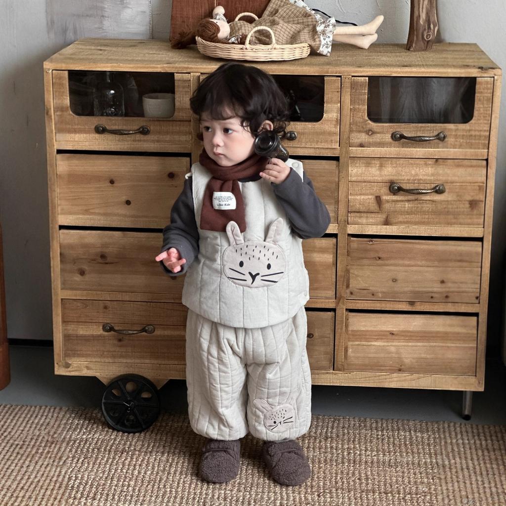 Baby cotton vest set thickened autumn and winter children's clothing boys fleece bottoming shirt