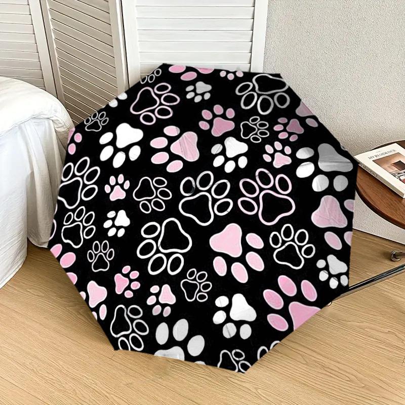 1 st Tassavtryck Mönster Paraply Design Automatiskt Öppnings- och Stängningsparaply, Högkvalitativt Reseparaply, Lätt och Bärbart, -08