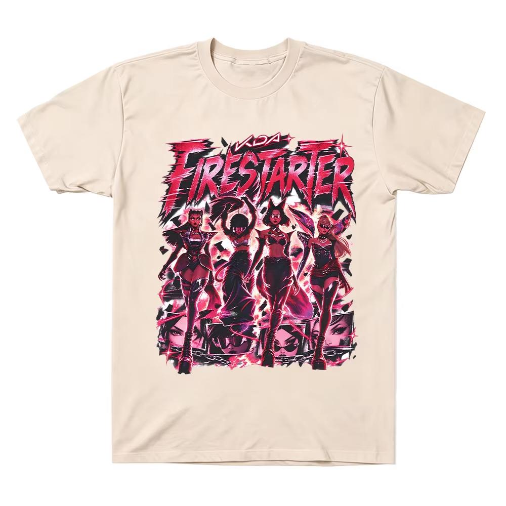 KDA Virtual K-pop Girl Group Graphic T-shirt Men Women Y2K Gothic Cotton Oversized T-shirts Casual Loose Short Sleeve Neck Summer Tops