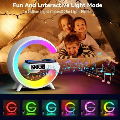 Bluetooth Speaker Holder Bedroom Ambient Lighting and Alarm Clock Creative Office Wireless Charging Stand for iPhone 17 Samsung