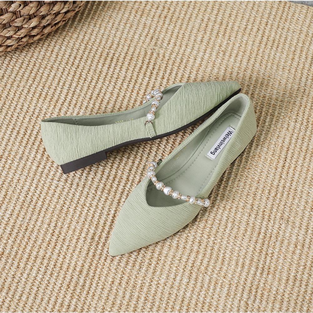Pointed Head Pumps for Women Spring Summer Flats Shallow Mouth Soft Soled Grandma Shoe with Soft Soles One Foot Kick Scoop Shoes