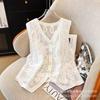Foreign-style versatile hook flower hollow vest women's summer new V-neck high-end sleeveless stacked loose top