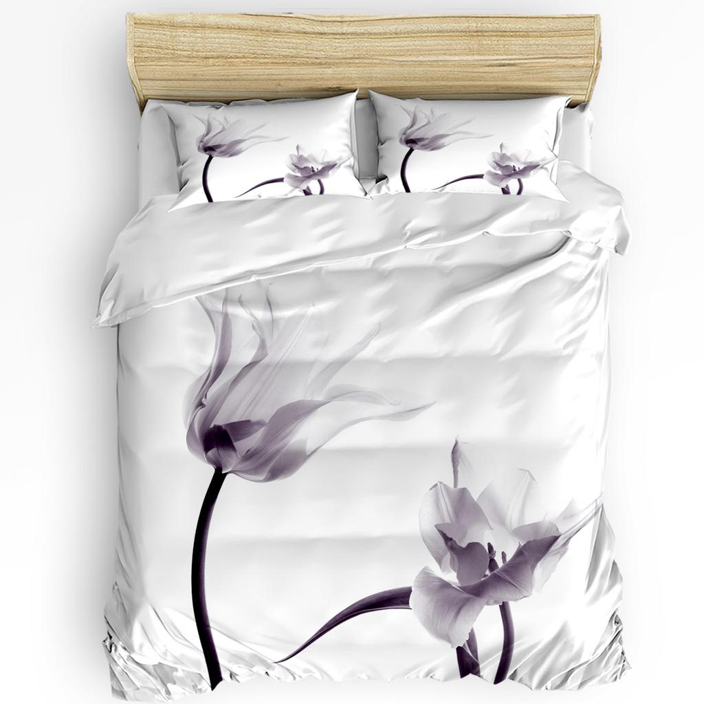 3Pcs Bedding Collection Tulips Red Flower Home Textile Duvet Cover Pillow Case Boy Kid Teen Girl Bedding Covers Collection