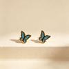 Fashionable Small Butterfly Drip Oil Stainless Steel Stud Earrings - Creative Daily Wear Jewelry