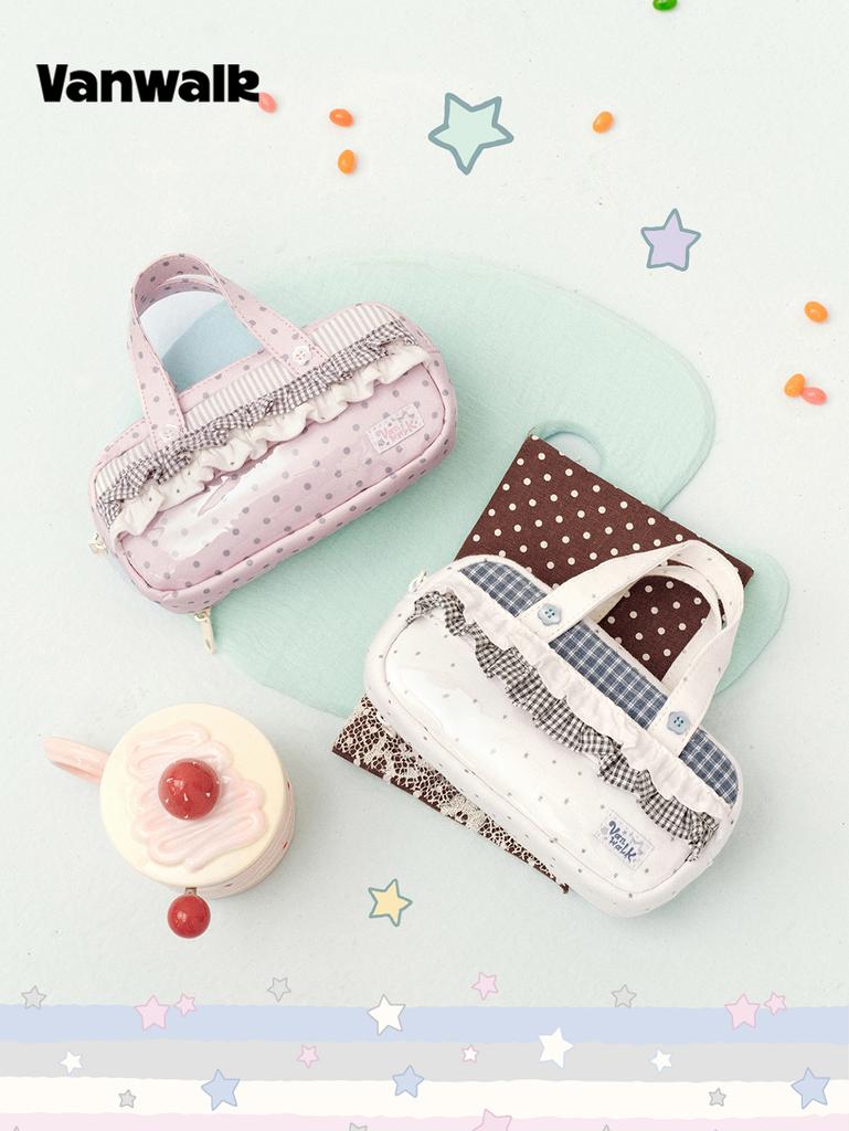 Vanwalk Lace Quilted Cosmetic Pouch [Pink]