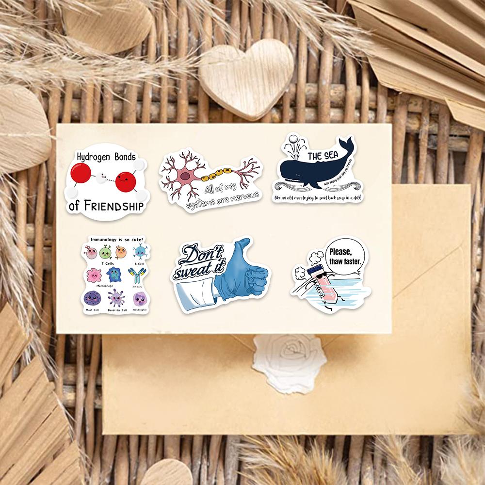 50Pcs Biology Style Stickers For Kids Scrapbook Diary Luggage Laptop Phone Sticker Toys Funny Graffiti Life Science Decals