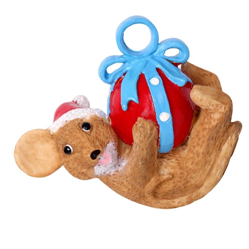 Charm Mouse Resin Decoration Mouse Sculpture for Adding Festival Touch to Home or Office Miniature Christmas Models