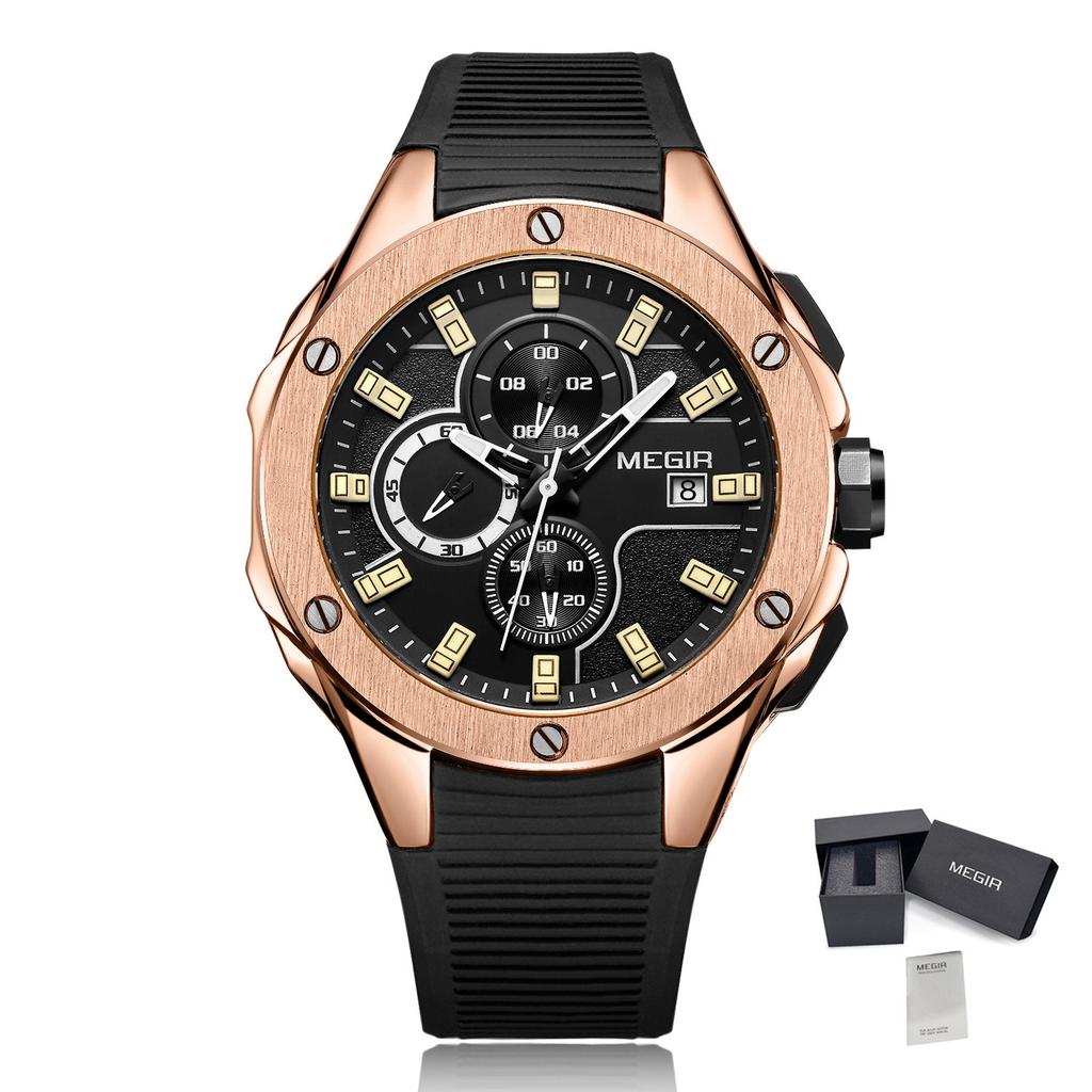 MEGIR Men Sport Military Watches Luxury Luminous Chronograph Quartz Clock Calendar Waterproof Wristwatch Relogio Masculino 2053