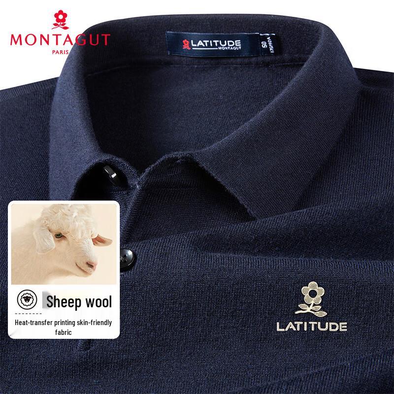 MONTAGUT Men's Wool Blend Warm Long Sleeve Polo Shirt