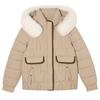 New cotton-padded clothes women's short autumn and winter jackets, large fur collar removable hat, warm cotton-padded clothes, foreign style fashionab