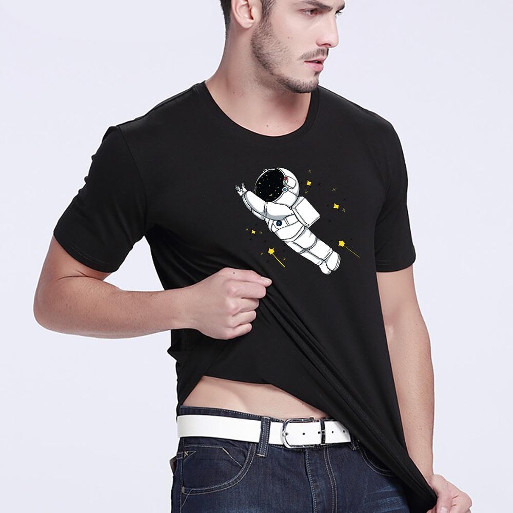 Summer Top Mens T Shirts Harajuku Casual Clothes Short Sleeve Fashion Astronaut Printed O Collared Tshirts Fashion Soft Pullover
