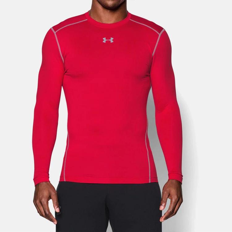Under Armour Wysoka Elastyczność Trening Wydajnościowy Rozgrzewka Fitness Top Męskie Topy Czerwony 1265650-600