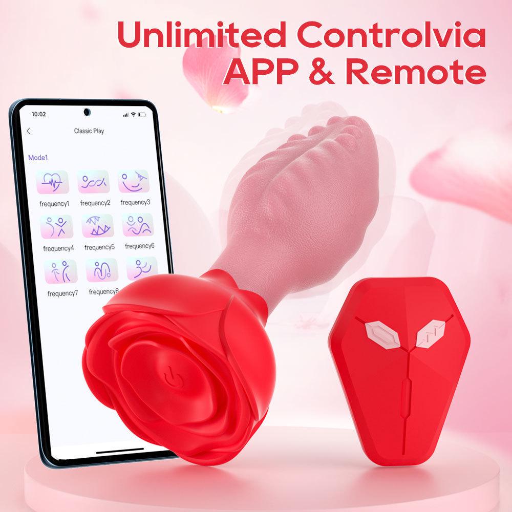 Rose Swing Remote-Control Silicone Vibrator Butt Plug for Men & Women - Anus Massage & Adult Sex Toy