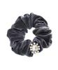 VINGTAINE Velvet Scrunchie with Antique Cute and Stylish Hair Present Beads, Style, Accessory, Gift, (HS-188-GY)