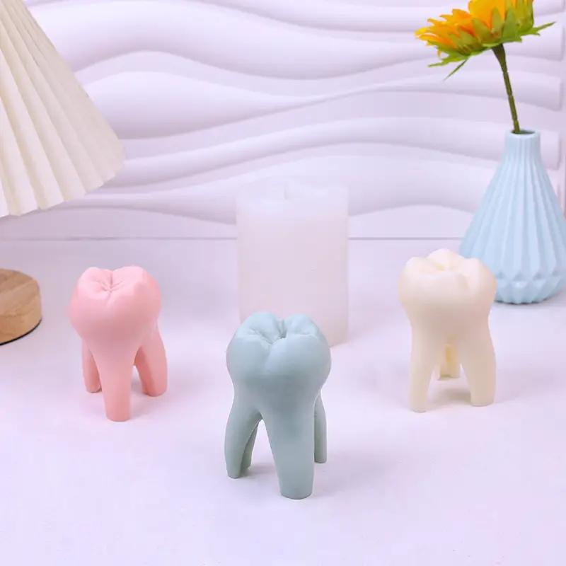 1Pcs 3D Teeth Shape Aromatherapy Candle Silicone Mold Plaster Ornament Decoration Cake Baking Creative Fondant Silicone Mold
