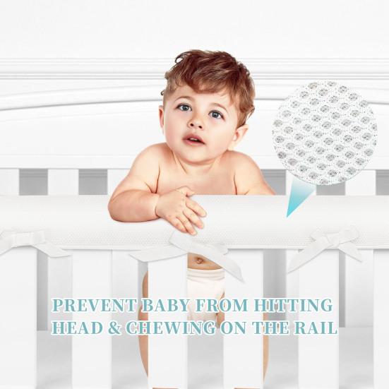 1 Set Breathable Mesh Crib Rail Cover, Soft Baby Teething Protector for Crib Rails, Thick Pad for Toddler Bed, Edge Guard for Nursery
